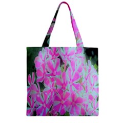 Hot Pink And White Peppermint Twist Garden Phlox Zipper Grocery Tote Bag by myrubiogarden