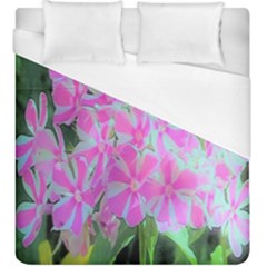 Hot Pink And White Peppermint Twist Garden Phlox Duvet Cover (king Size) by myrubiogarden