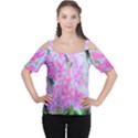 Hot Pink And White Peppermint Twist Garden Phlox Cutout Shoulder Tee View1