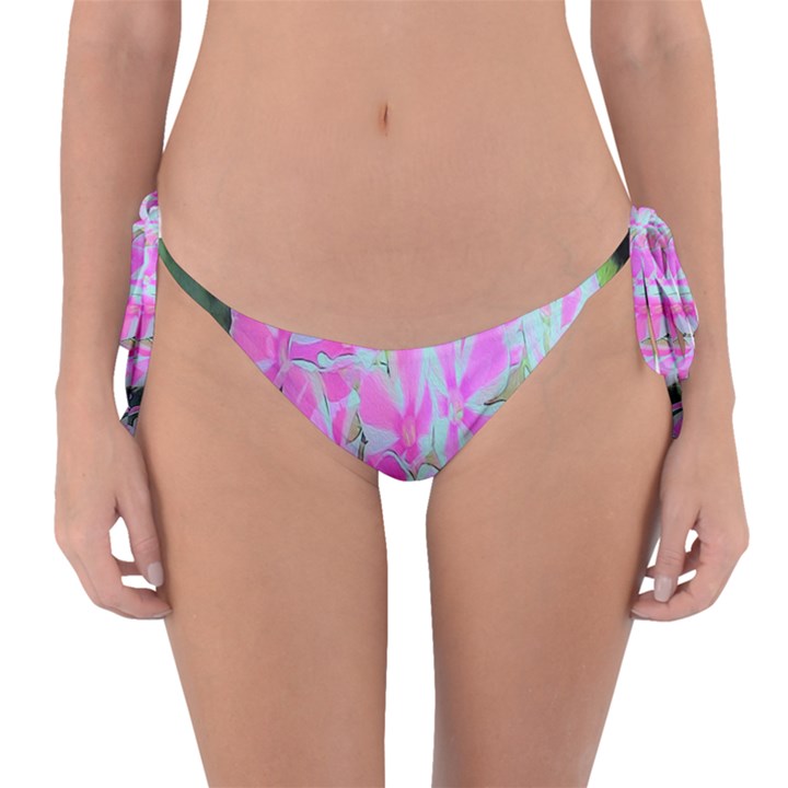 Hot Pink And White Peppermint Twist Garden Phlox Reversible Bikini Bottom