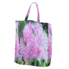 Hot Pink And White Peppermint Twist Garden Phlox Giant Grocery Tote by myrubiogarden