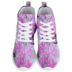 Hot Pink And White Peppermint Twist Garden Phlox Women s Lightweight High Top Sneakers by myrubiogarden