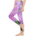 Hot Pink And White Peppermint Twist Garden Phlox Lightweight Velour Classic Yoga Leggings View3