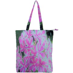 Hot Pink And White Peppermint Twist Garden Phlox Double Zip Up Tote Bag by myrubiogarden