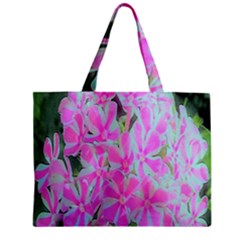 Hot Pink And White Peppermint Twist Garden Phlox Zipper Mini Tote Bag by myrubiogarden