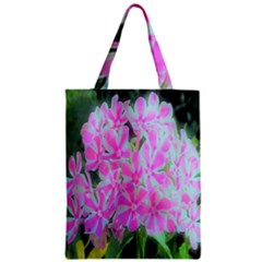 Hot Pink And White Peppermint Twist Garden Phlox Zipper Classic Tote Bag by myrubiogarden