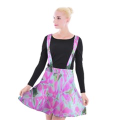 Hot Pink And White Peppermint Twist Garden Phlox Suspender Skater Skirt by myrubiogarden