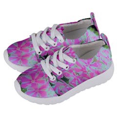 Hot Pink And White Peppermint Twist Garden Phlox Kids  Lightweight Sports Shoes by myrubiogarden