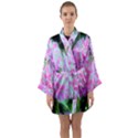 Hot Pink And White Peppermint Twist Garden Phlox Long Sleeve Kimono Robe View1