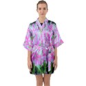 Hot Pink And White Peppermint Twist Garden Phlox Quarter Sleeve Kimono Robe View1