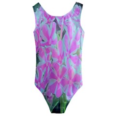 Hot Pink And White Peppermint Twist Garden Phlox Kids  Cut-out Back One Piece Swimsuit