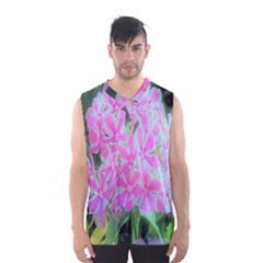 Hot Pink And White Peppermint Twist Garden Phlox Men s Basketball Tank Top by myrubiogarden