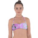 Hot Pink And White Peppermint Twist Garden Phlox Halter Bandeau Bikini Top View1