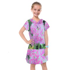 Hot Pink And White Peppermint Twist Garden Phlox Kids  Drop Waist Dress by myrubiogarden