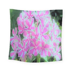 Hot Pink And White Peppermint Twist Garden Phlox Square Tapestry (small) by myrubiogarden