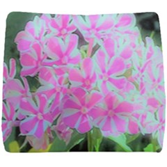 Hot Pink And White Peppermint Twist Garden Phlox Seat Cushion by myrubiogarden