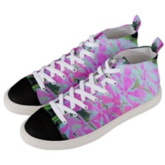 Hot Pink And White Peppermint Twist Garden Phlox Men s Mid-top Canvas Sneakers by myrubiogarden