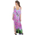 Hot Pink And White Peppermint Twist Garden Phlox Maxi Chiffon Cover Up Dress View2