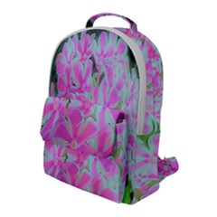 Hot Pink And White Peppermint Twist Garden Phlox Flap Pocket Backpack (large) by myrubiogarden