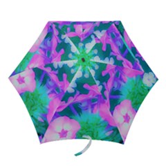 Pink, Green, Blue And White Garden Phlox Flowers Mini Folding Umbrellas by myrubiogarden