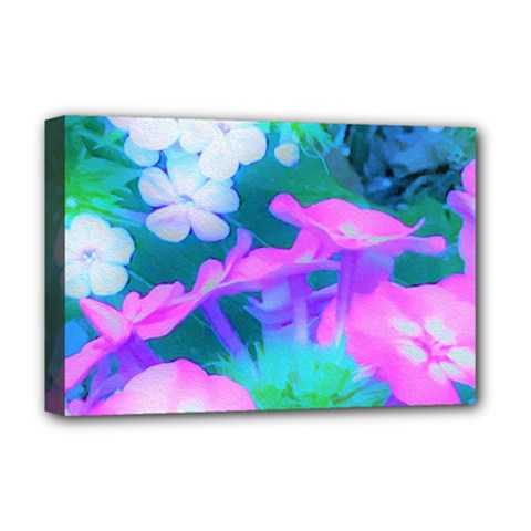 Pink, Green, Blue And White Garden Phlox Flowers Deluxe Canvas 18  X 12  (stretched) by myrubiogarden