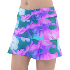 Pink, Green, Blue And White Garden Phlox Flowers Tennis Skirt