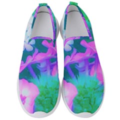 Pink, Green, Blue And White Garden Phlox Flowers Men s Slip On Sneakers by myrubiogarden