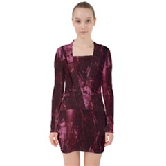 Wordsworth Crushed Velvet V-neck Bodycon Long Sleeve Dress by DeneWestUK