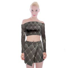 Wordsworth Grey Diamonds Off Shoulder Top With Mini Skirt Set by DeneWestUK