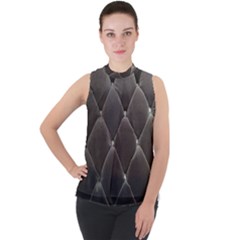 Wordsworth Grey Diamonds Mock Neck Chiffon Sleeveless Top by DeneWestUK