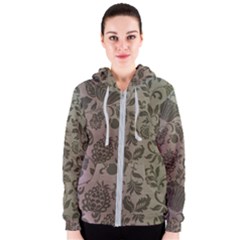 Wordsworth Metallic Flowers Women s Zipper Hoodie by DeneWestUK