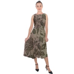 Wordsworth Metallic Flowers Midi Tie-back Chiffon Dress