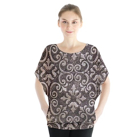 Wordsworth Metallic Pattern Batwing Chiffon Blouse by DeneWestUK