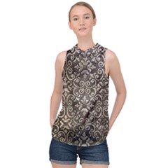 Wordsworth Metallic Pattern High Neck Satin Top