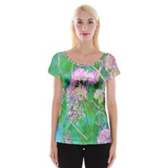 Invincibelle Spirit Hot Pink Hydrangeas On Aqua Green Cap Sleeve Top by myrubiogarden