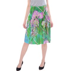 Invincibelle Spirit Hot Pink Hydrangeas On Aqua Green Midi Beach Skirt by myrubiogarden