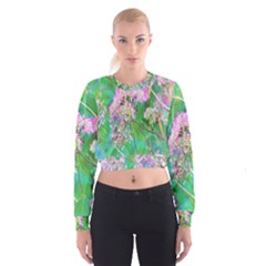 Invincibelle Spirit Hot Pink Hydrangeas On Aqua Green Cropped Sweatshirt