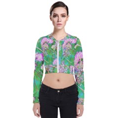 Invincibelle Spirit Hot Pink Hydrangeas On Aqua Green Zip Up Bomber Jacket by myrubiogarden