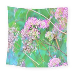 Invincibelle Spirit Hot Pink Hydrangeas On Aqua Green Square Tapestry (large)