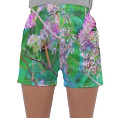 Invincibelle Spirit Hot Pink Hydrangeas On Aqua Green Sleepwear Shorts by myrubiogarden