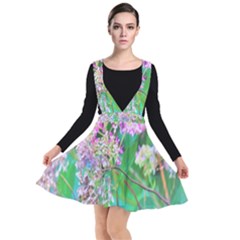 Invincibelle Spirit Hot Pink Hydrangeas On Aqua Green Plunge Pinafore Dress by myrubiogarden