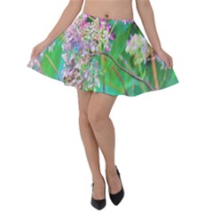 Invincibelle Spirit Hot Pink Hydrangeas On Aqua Green Velvet Skater Skirt