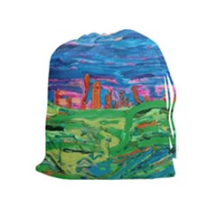 Our Town My Town Drawstring Pouch (xl) by arwwearableart