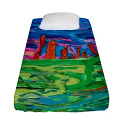 Our Town My Town Fitted Sheet (single Size) by arwwearableart