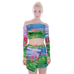 Our Town My Town Off Shoulder Top With Mini Skirt Set by arwwearableart