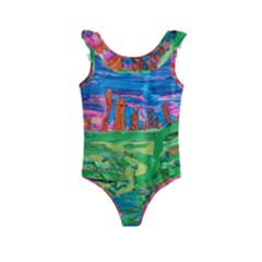 Our Town My Town Kids  Frill Swimsuit by arwwearableart