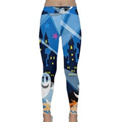 Halloween Ghosts Haunted House Classic Yoga Leggings by Wegoenart