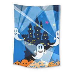 Halloween Ghosts Haunted House Medium Tapestry by Wegoenart