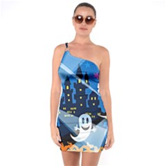 Halloween Ghosts Haunted House One Soulder Bodycon Dress