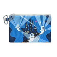 Halloween Ghosts Haunted House Canvas Cosmetic Bag (large) by Wegoenart